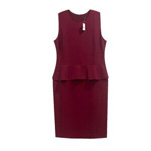 Ann Taylor Burgundy Peplum Sheath Dress | Size 18 Tall | NWT